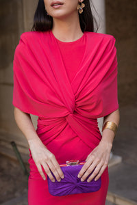 Vestido midi nudo coral