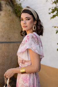 Vestido midi nudo estampado