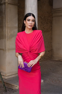 Vestido midi nudo coral