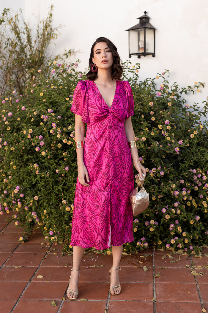 Vestido midi lazo estampado