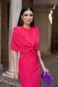 Vestido midi nudo coral