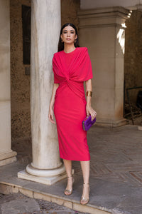 Vestido midi nudo coral