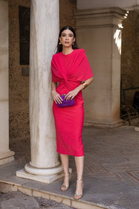 Vestido midi nudo coral