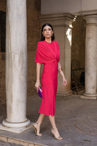 Vestido midi nudo coral
