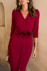Vestido midi Petunia burdeos