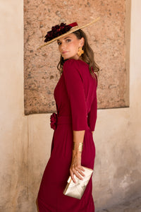 Vestido midi Petunia burdeos