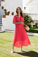 Vestido midi cruzado coral