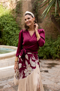Conjunto de Blusa + falda de flecos