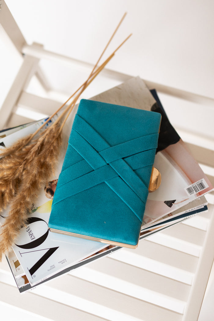Bolso invitada terciopelo Azul turquesa