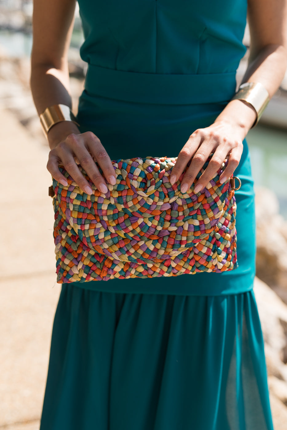Bolso invitada rafia multicolor