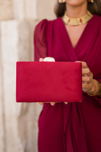 Bolso invitada terciopelo burdeos