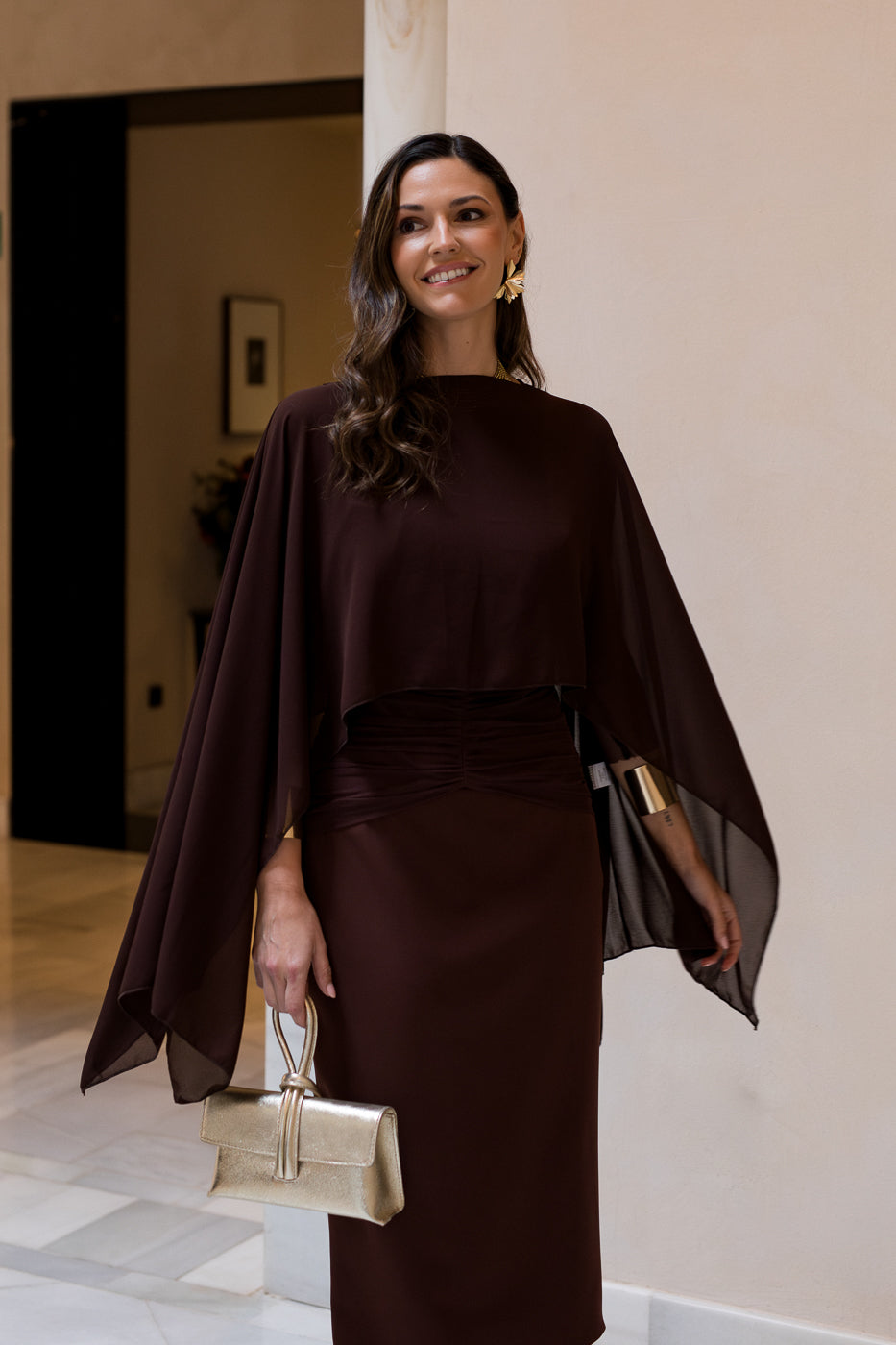 Capa gasa marrón chocolate