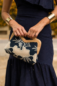 Bolso invitada madera y tejido bordado
