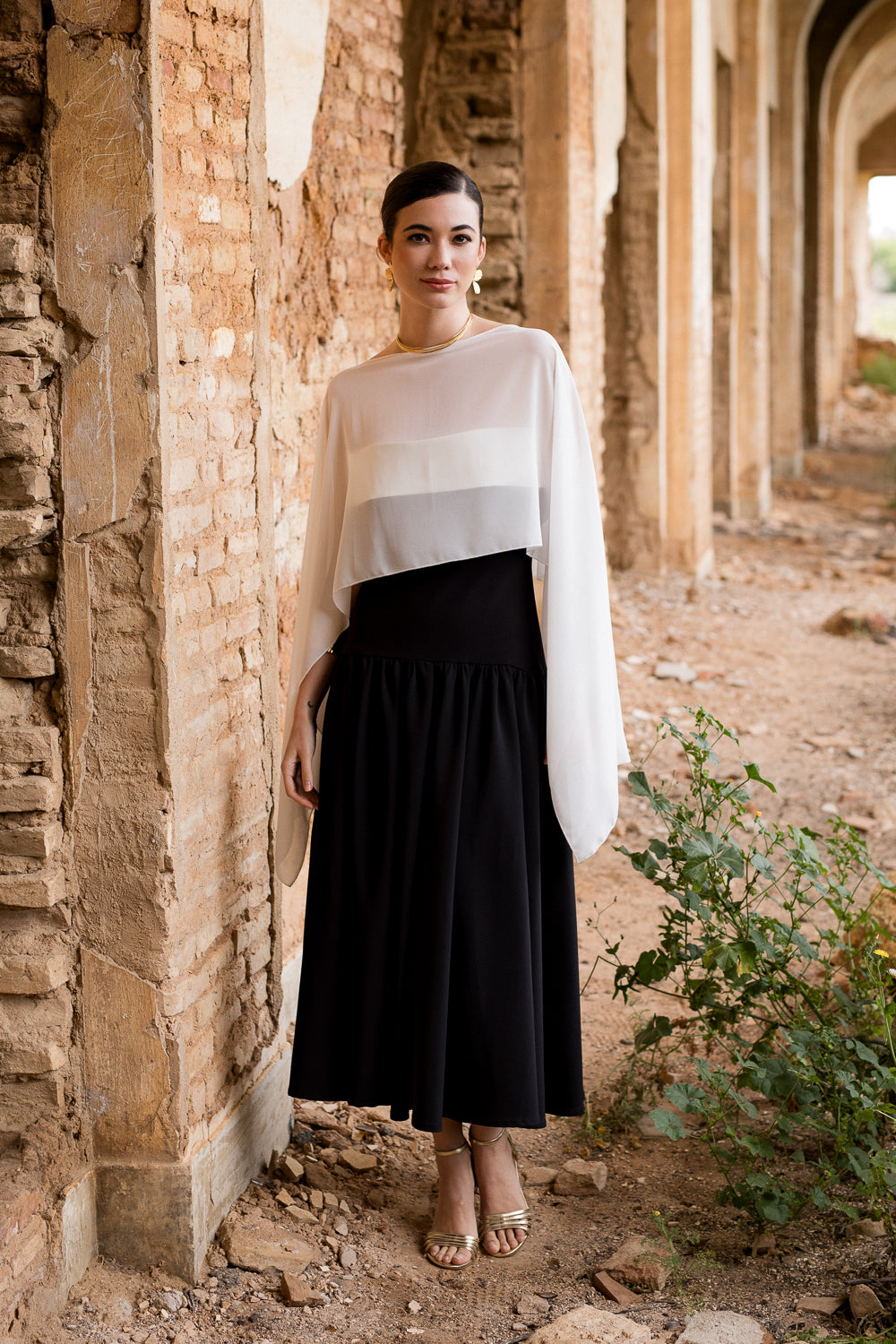 Vestido midi lady negro palabra de honor