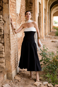 Vestido midi lady negro palabra de honor