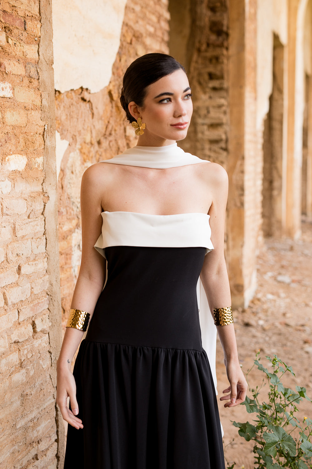Vestido midi lady negro palabra de honor
