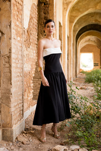 Vestido midi lady negro palabra de honor