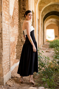 Vestido midi lady negro palabra de honor