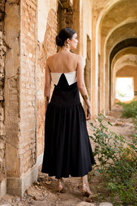 Vestido midi lady negro palabra de honor
