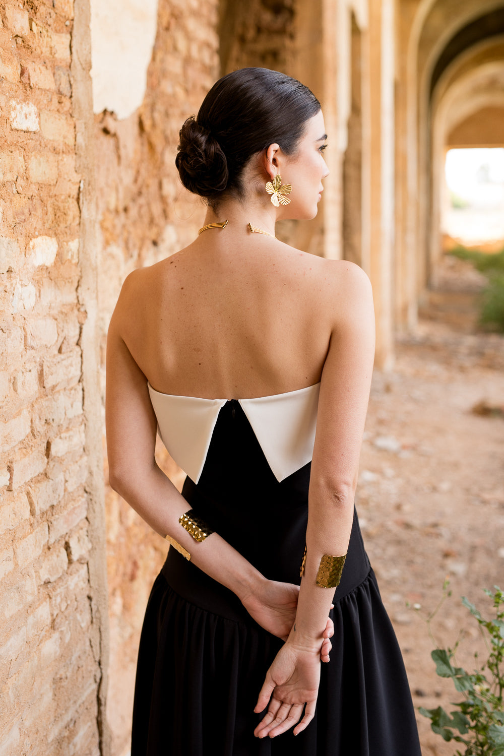 Vestido midi lady negro palabra de honor