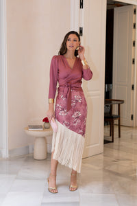 Conjunto de Blusa + falda de flecos rosa empolvado PROXIMAMENTE DISPONIBLE