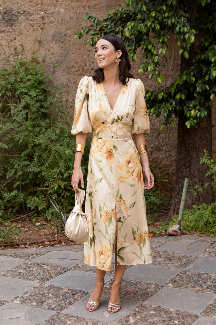 Vestido midi estampado floral