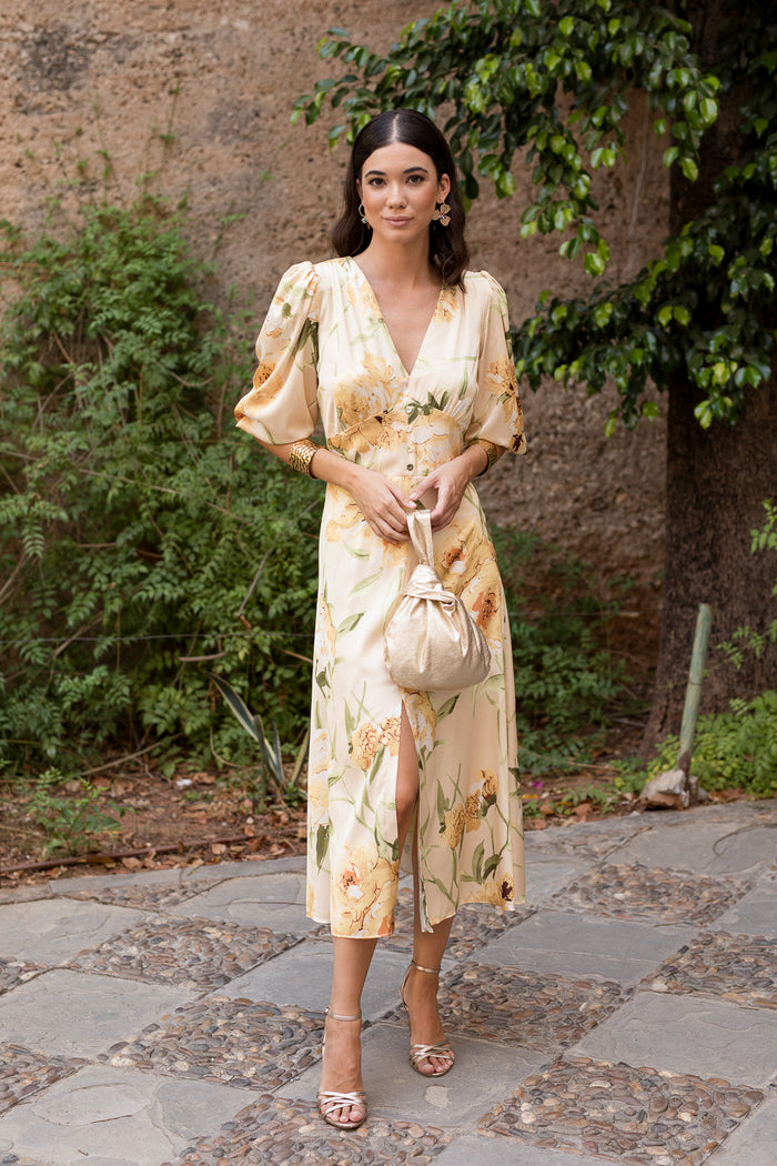 Vestido midi estampado floral