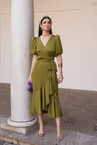 Vestido midi lazada lateral
