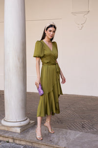 Vestido midi lazada lateral
