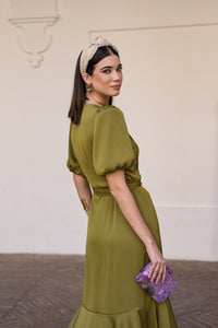 Vestido midi lazada lateral
