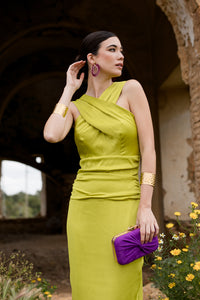 Vestido midi cuello halter lima - PRE VENTA
