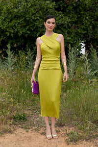 Vestido midi cuello halter lima - PRE VENTA