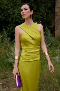 Vestido midi cuello halter lima - PRE VENTA