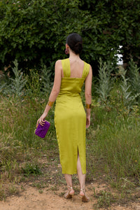 Vestido midi cuello halter lima - PRE VENTA