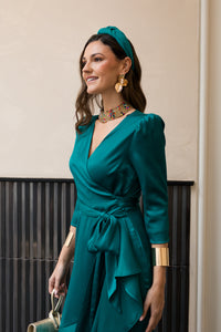 Vestido midi lazada lateral verde