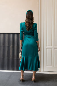 Vestido midi lazada lateral verde