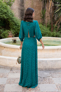 Vestido  largo Cut-out verde azulado