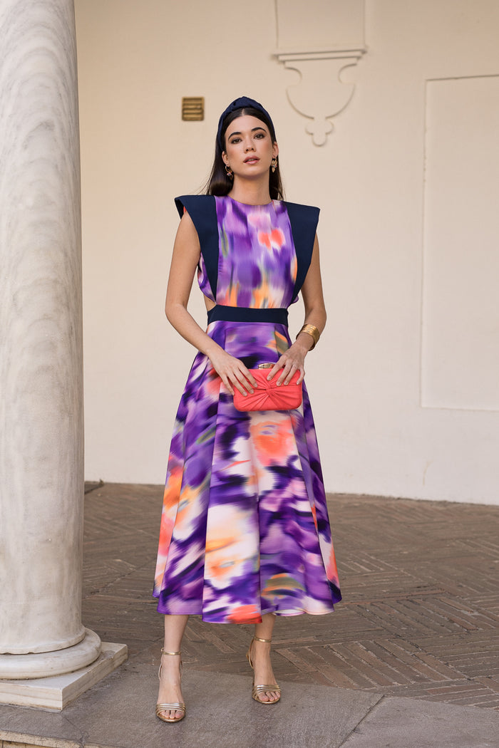 Vestido midi espalda abierta estampado
