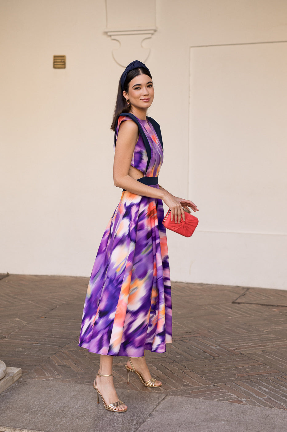 Vestido midi espalda abierta estampado