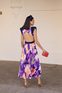 Vestido midi espalda abierta estampado