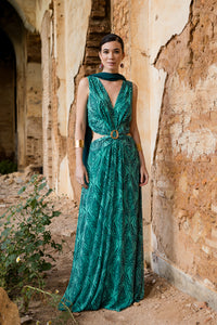 Vestido  largo Cut-out verde