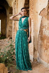 Vestido  largo Cut-out verde