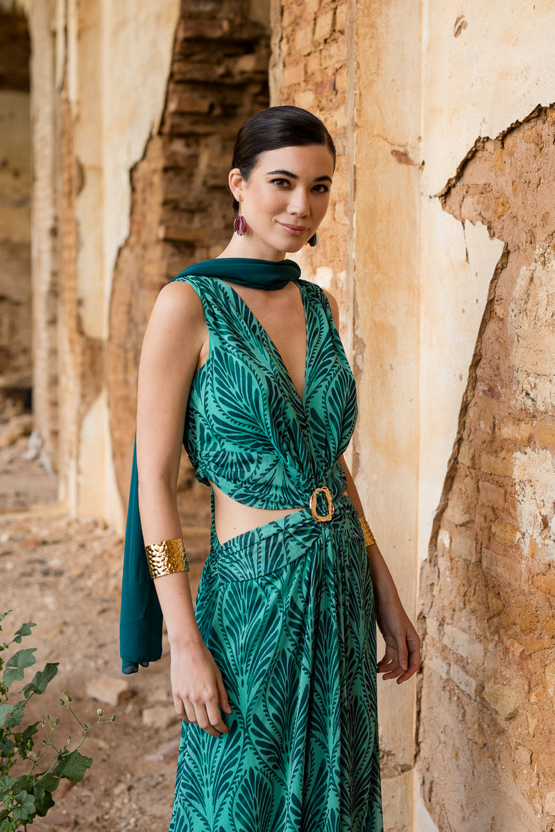 Vestido  largo Cut-out verde