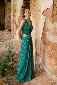 Vestido  largo Cut-out verde