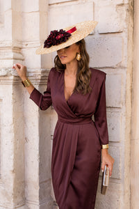 Vestido midi Lola falda tulipán marrón