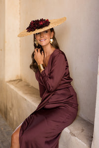 Vestido midi Lola falda tulipán marrón