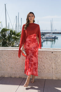 Vestido midi estampado coral