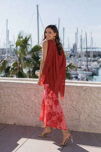 Vestido midi estampado coral