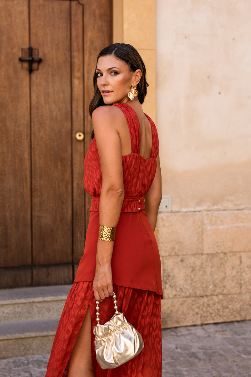Vestido  largo halter doble falda