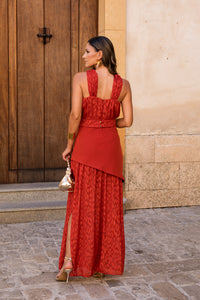 Vestido  largo halter doble falda